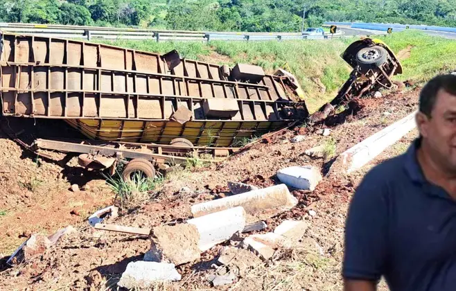 Caminhoneiro perde o controle da direção, tomba veículo e morre na BR-060 na Serra de Maracaju